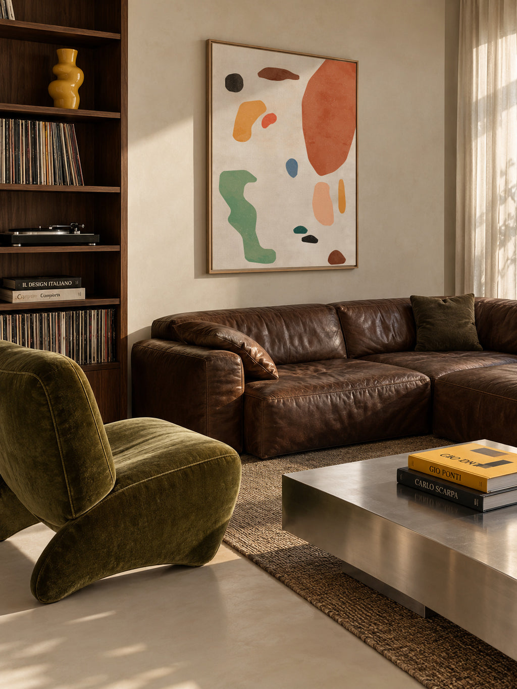 Organic Shapes Terracota 2 - Framed canvas in an interior