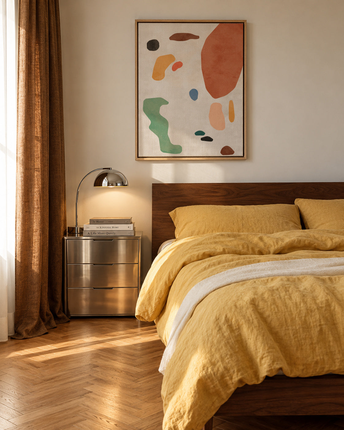 Organic Shapes Terracota 2 - Framed canvas in an interior