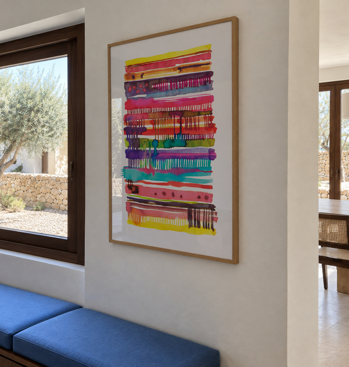 Watercolor Boho Nomadic Lines 2 - Framed poster in an interior