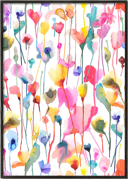Botanische aquarel print met wilde bloemen