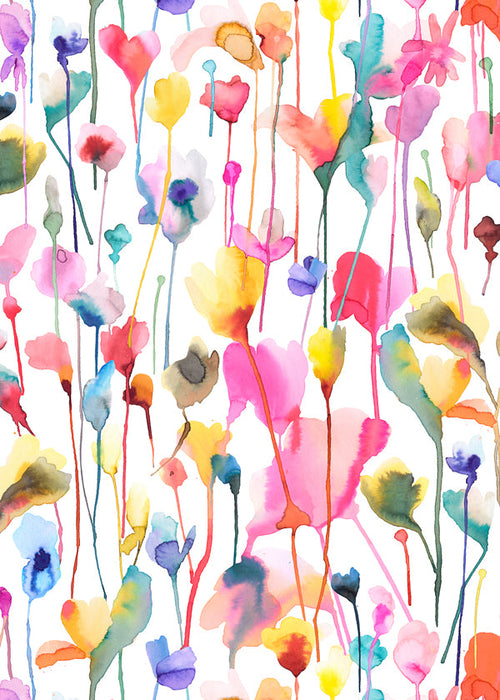 Botanische aquarel print met wilde bloemen