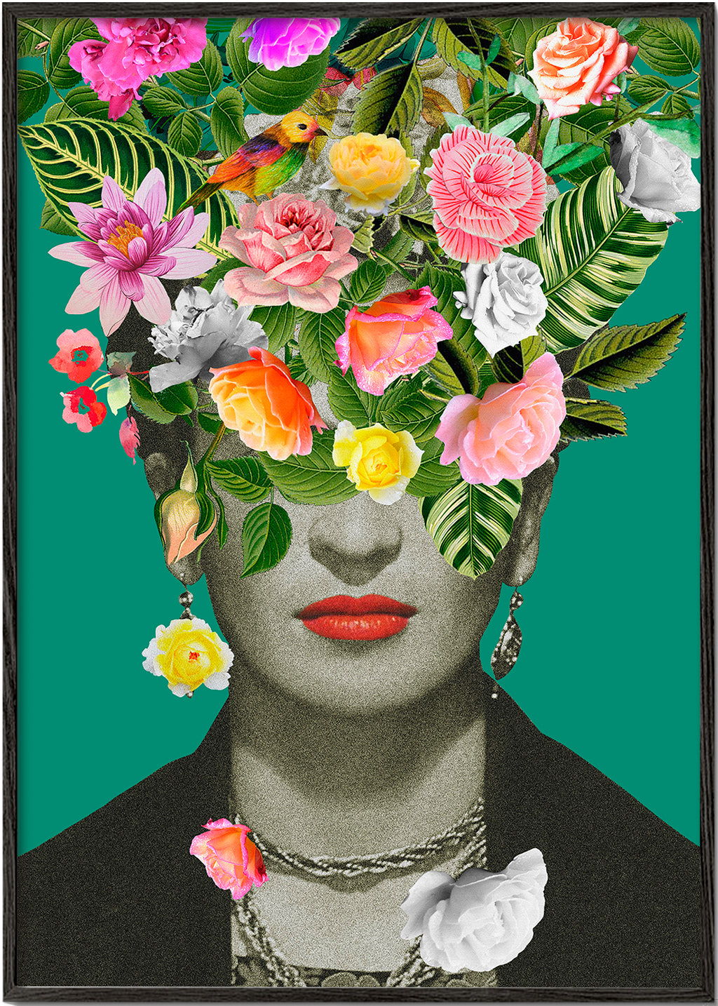 Illustratie portret met bloemekroon