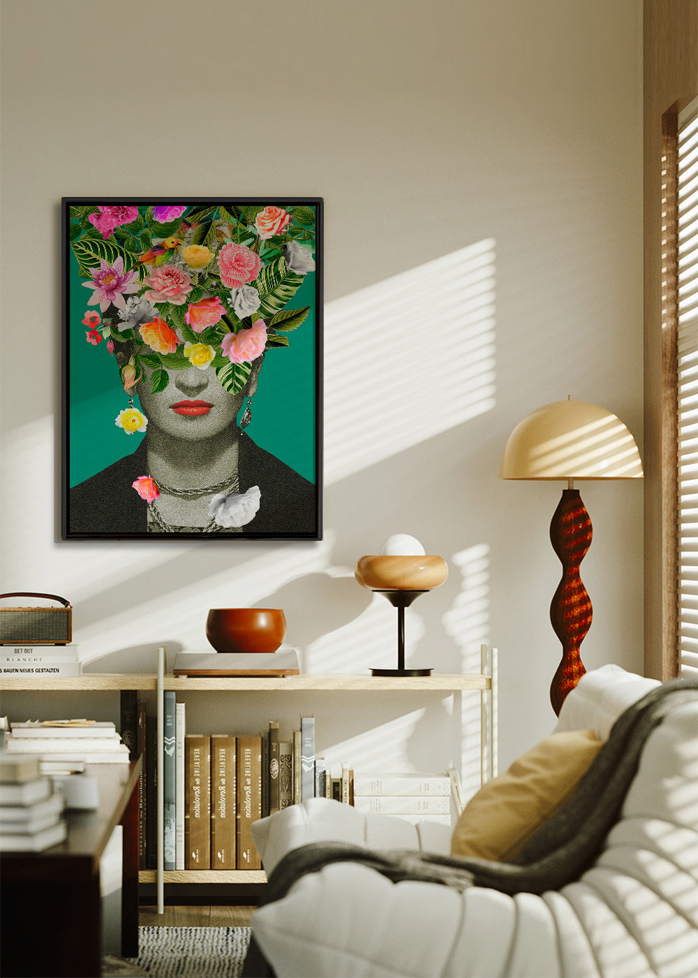 Illustratie portret met bloemekroon