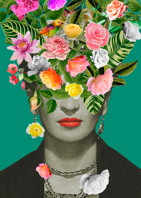 Illustratie portret met bloemekroon