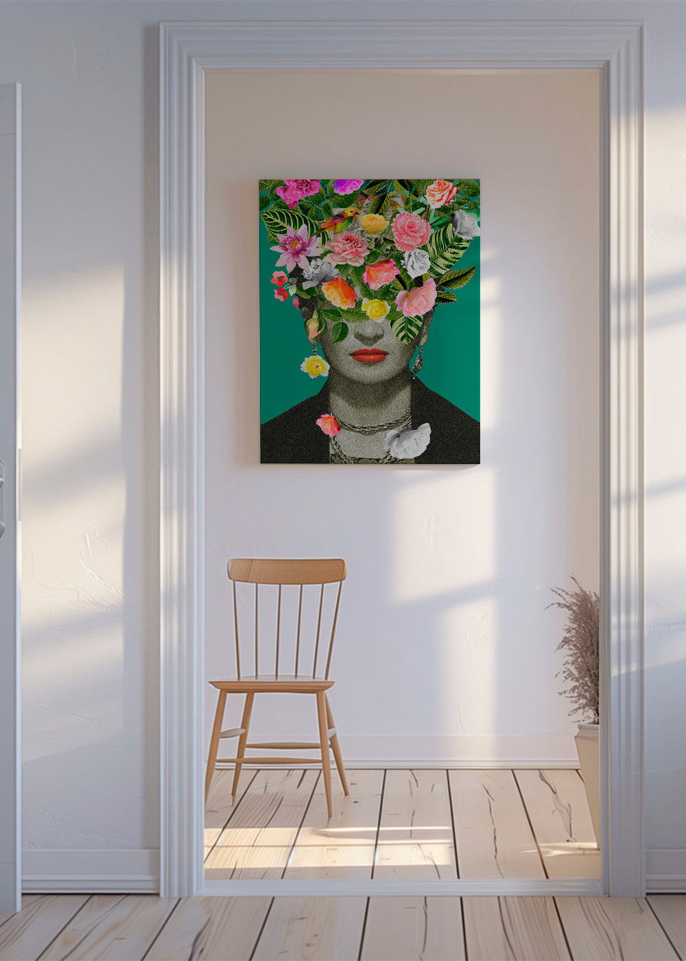 Illustratie portret met bloemekroon