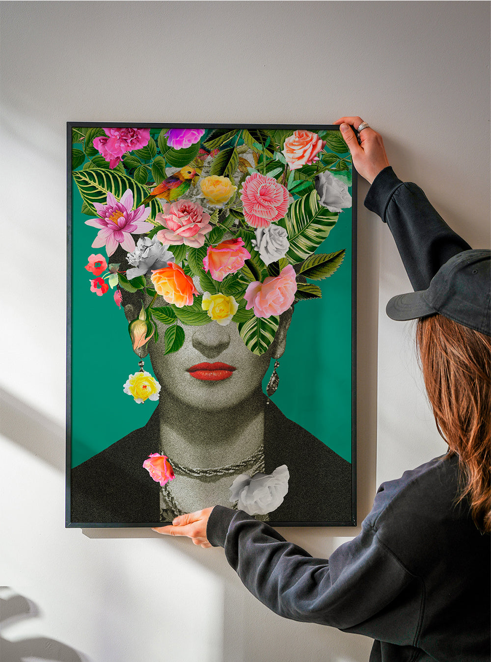 Illustratie portret met bloemekroon