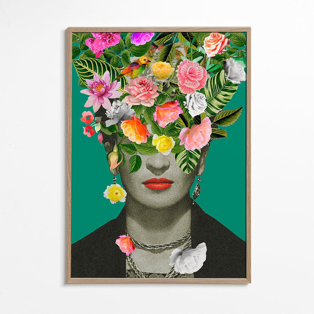 Illustratie portret met bloemekroon