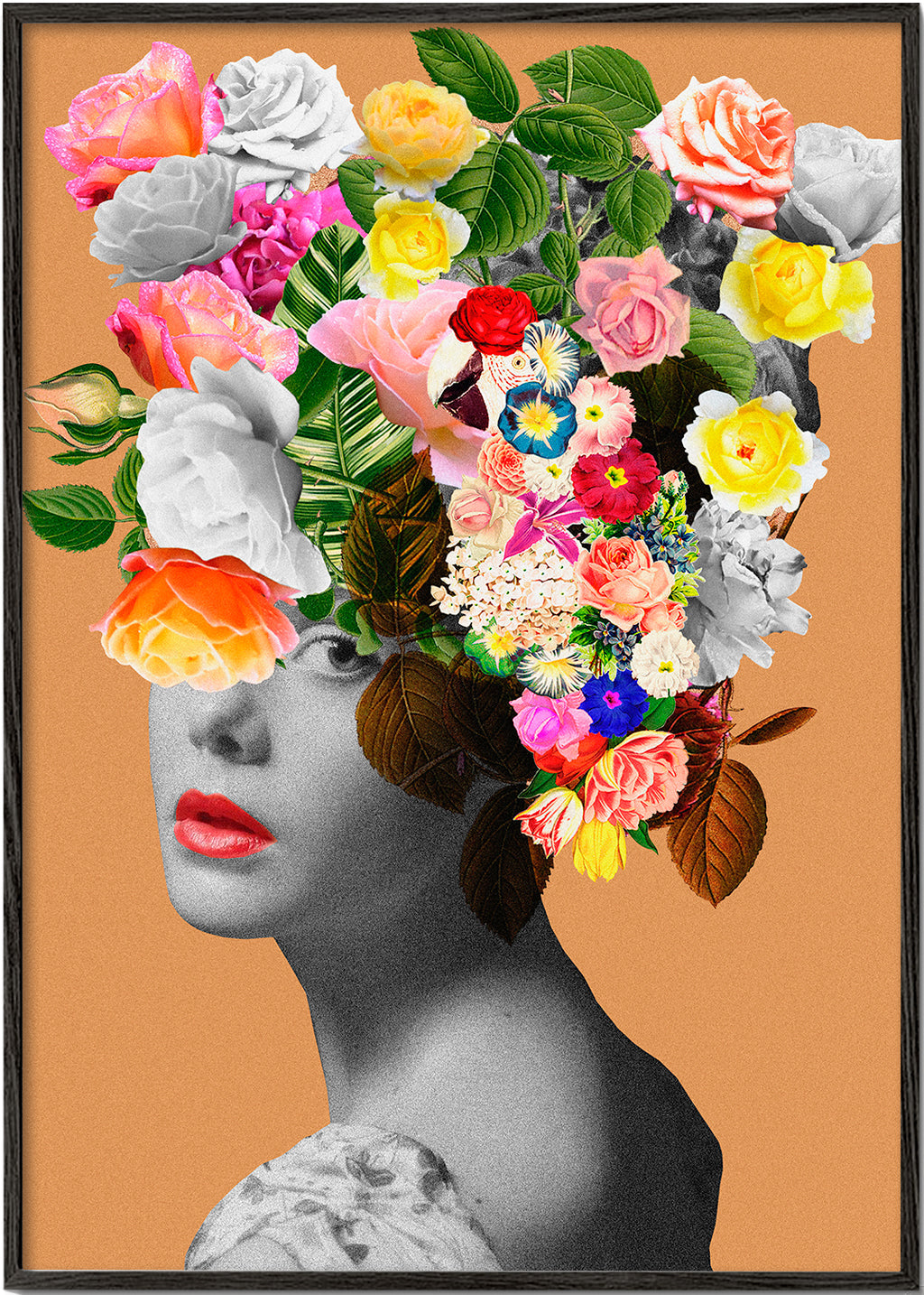 Botanische print met bloemenportret