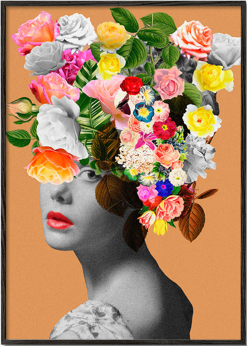 Botanische print met bloemenportret