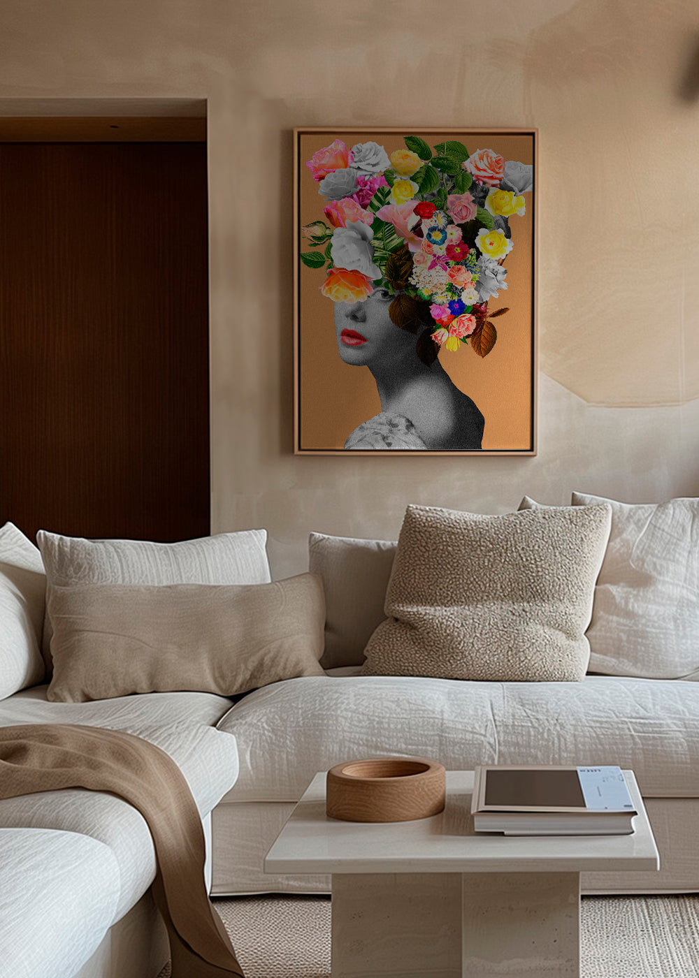 Botanische print met bloemenportret