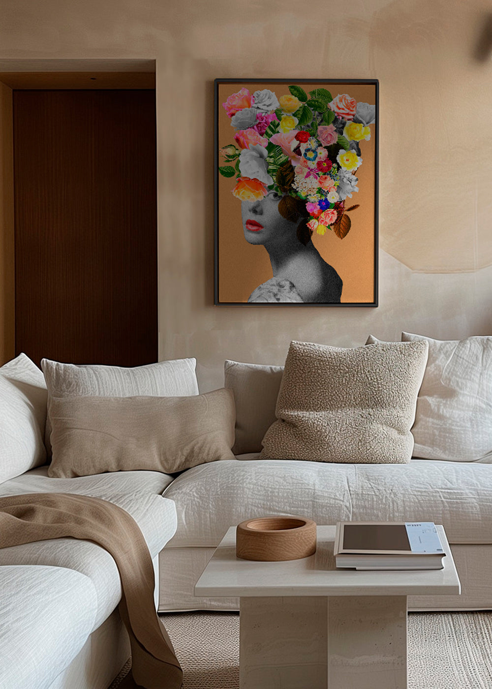 Botanische print met bloemenportret