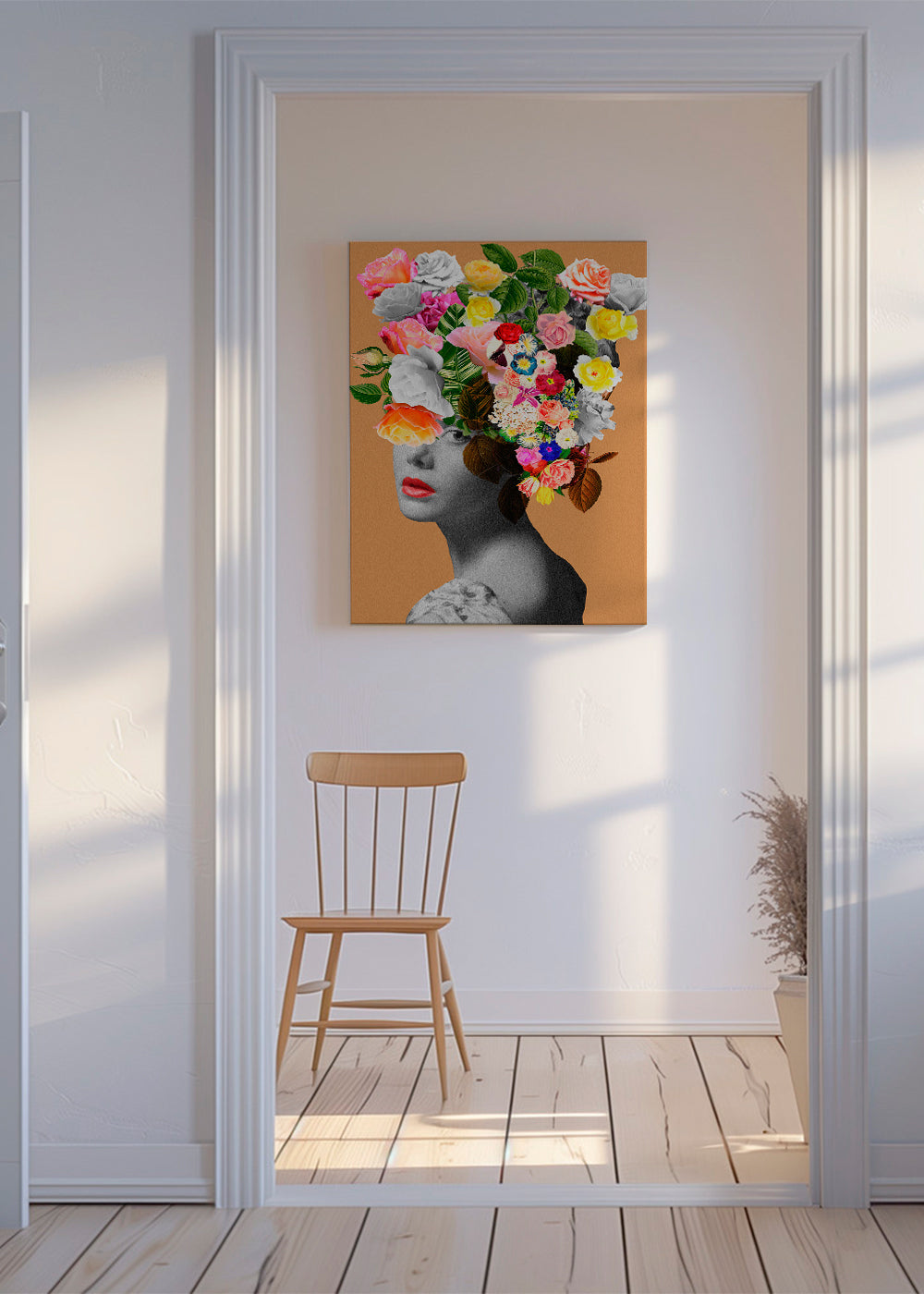 Botanische print met bloemenportret