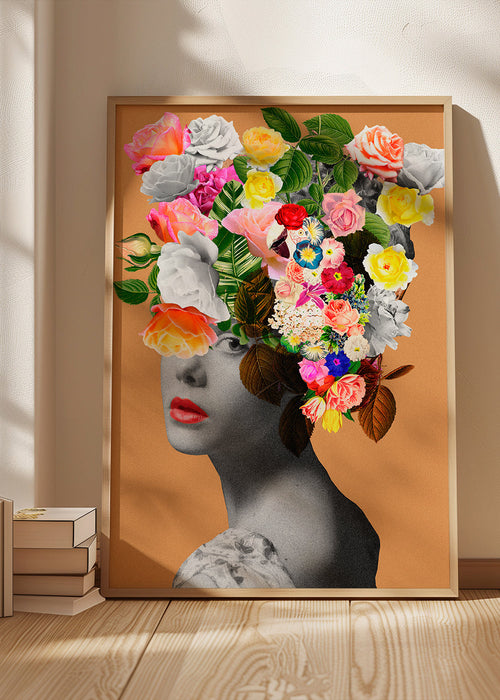 Botanische print met bloemenportret