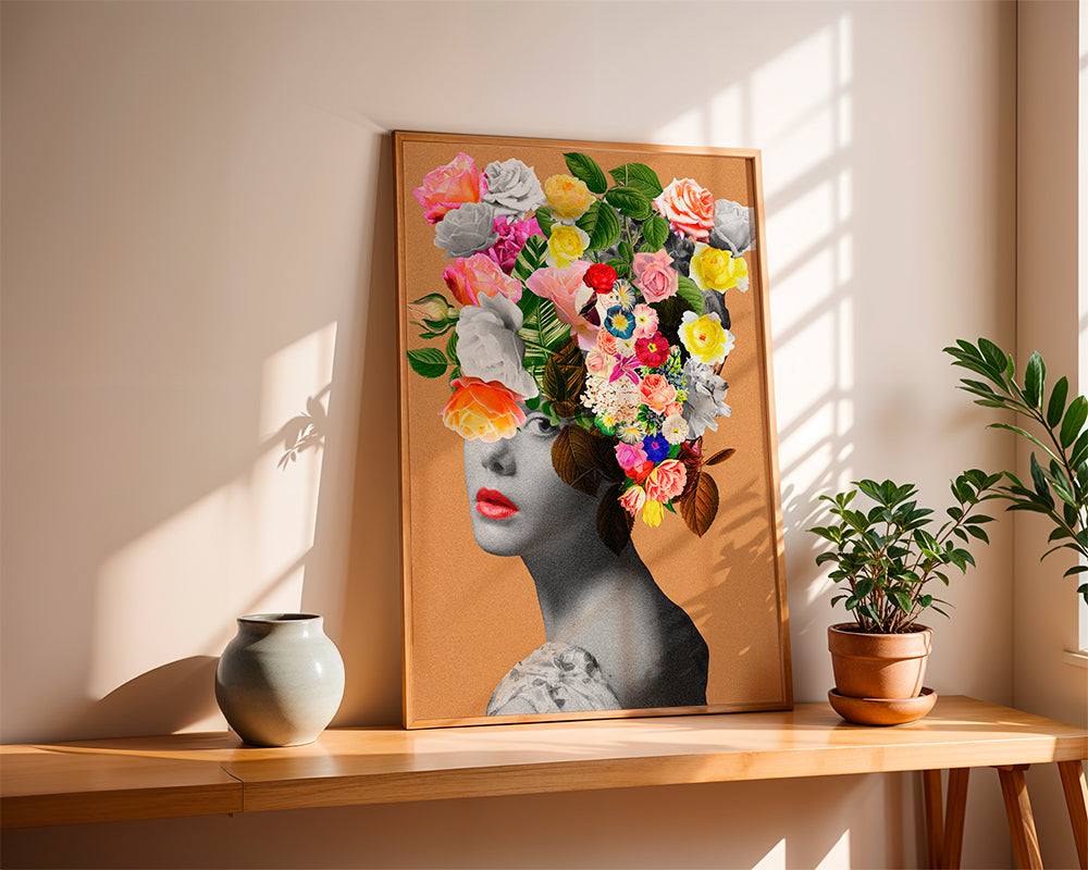 Botanische print met bloemenportret