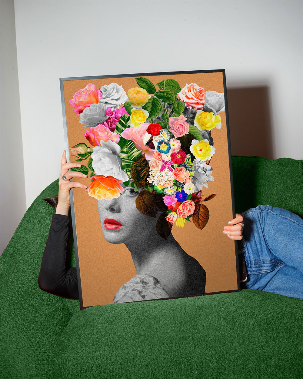 Botanische print met bloemenportret