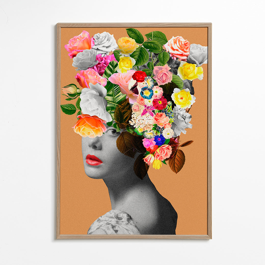 Botanische print met bloemenportret