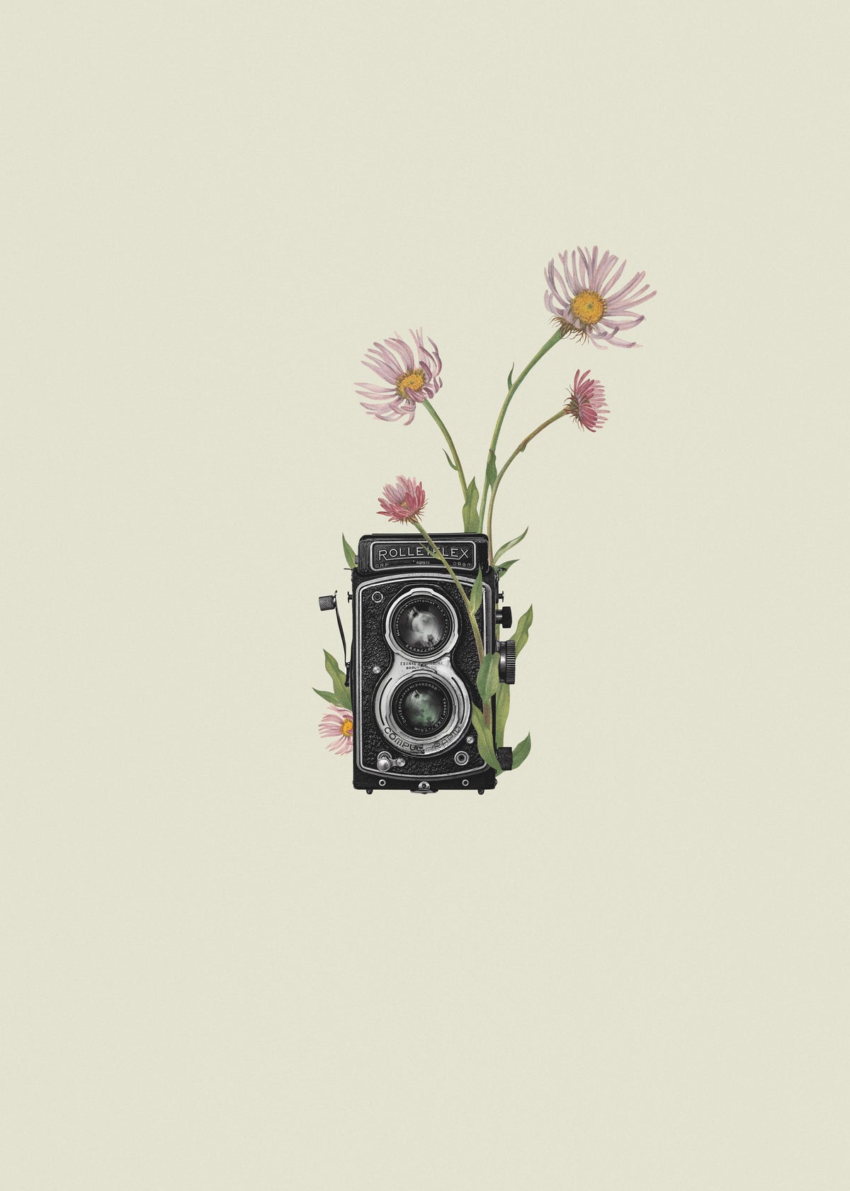 Floral rolleiflex camera - Unframed art print