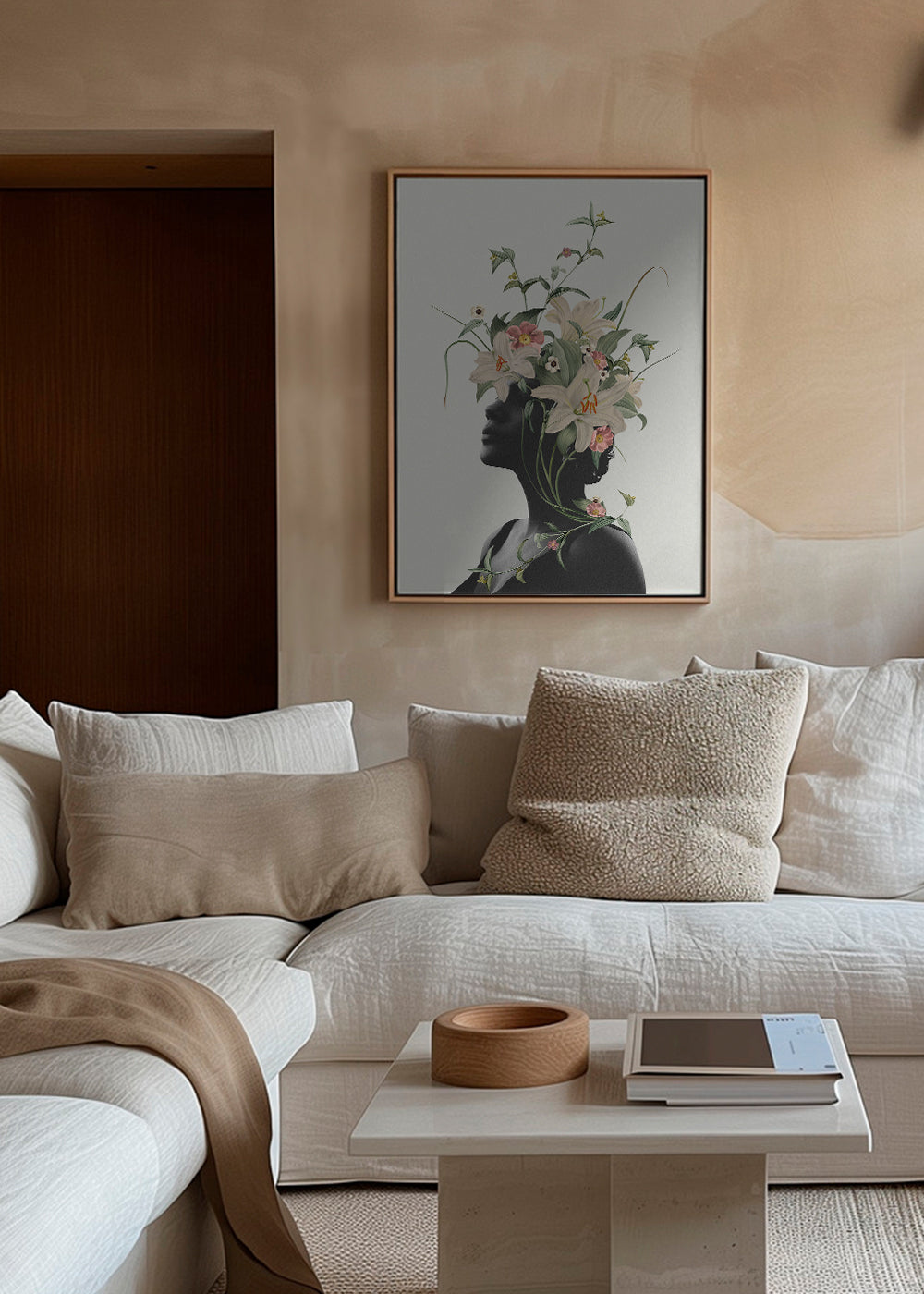 Botanische poster met bloemen-silhouet
