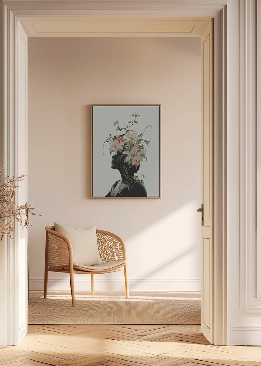 Botanische poster met bloemen-silhouet