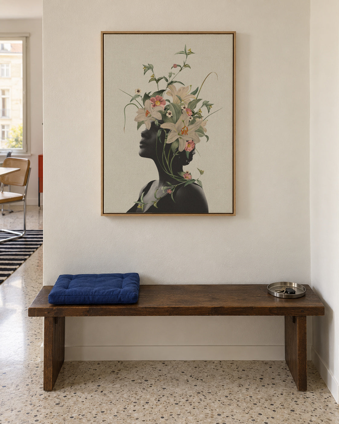 Lily flower - Framed canvas in an interior