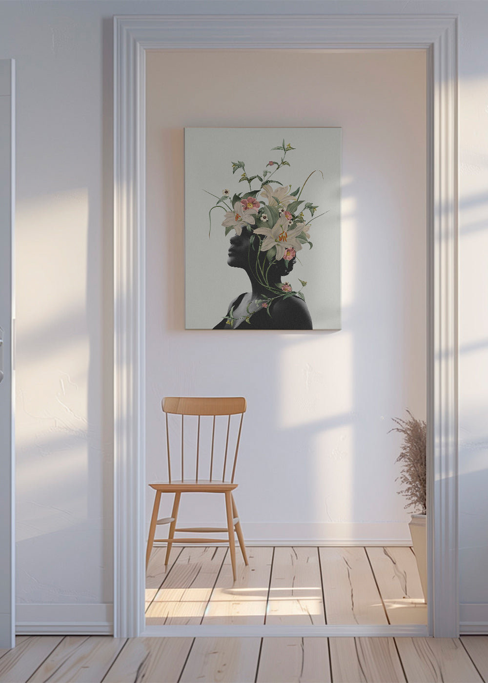 Botanische poster met bloemen-silhouet