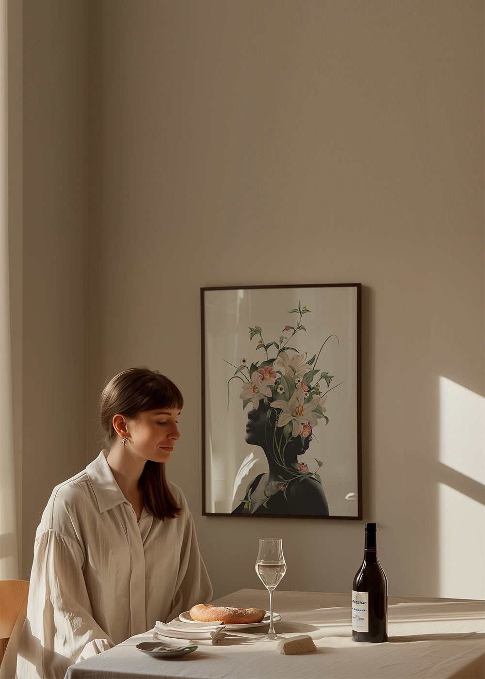 Botanische poster met bloemen-silhouet