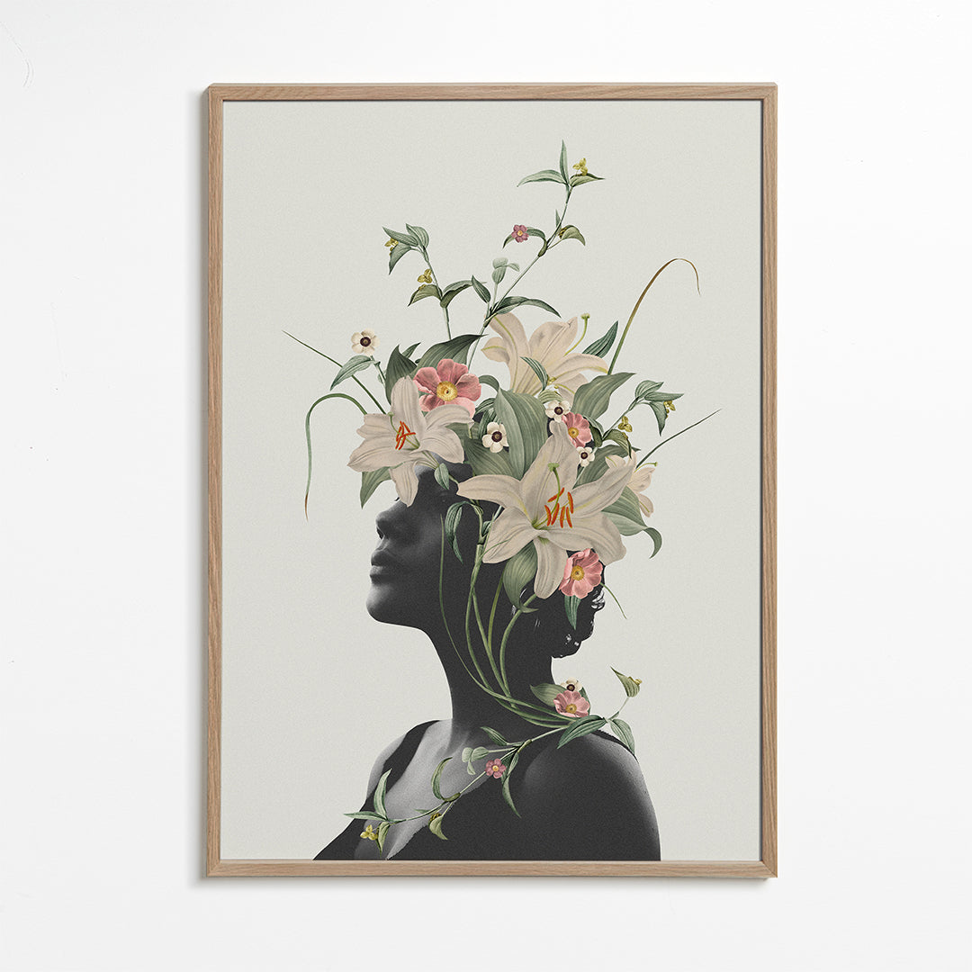 Botanische poster met bloemen-silhouet