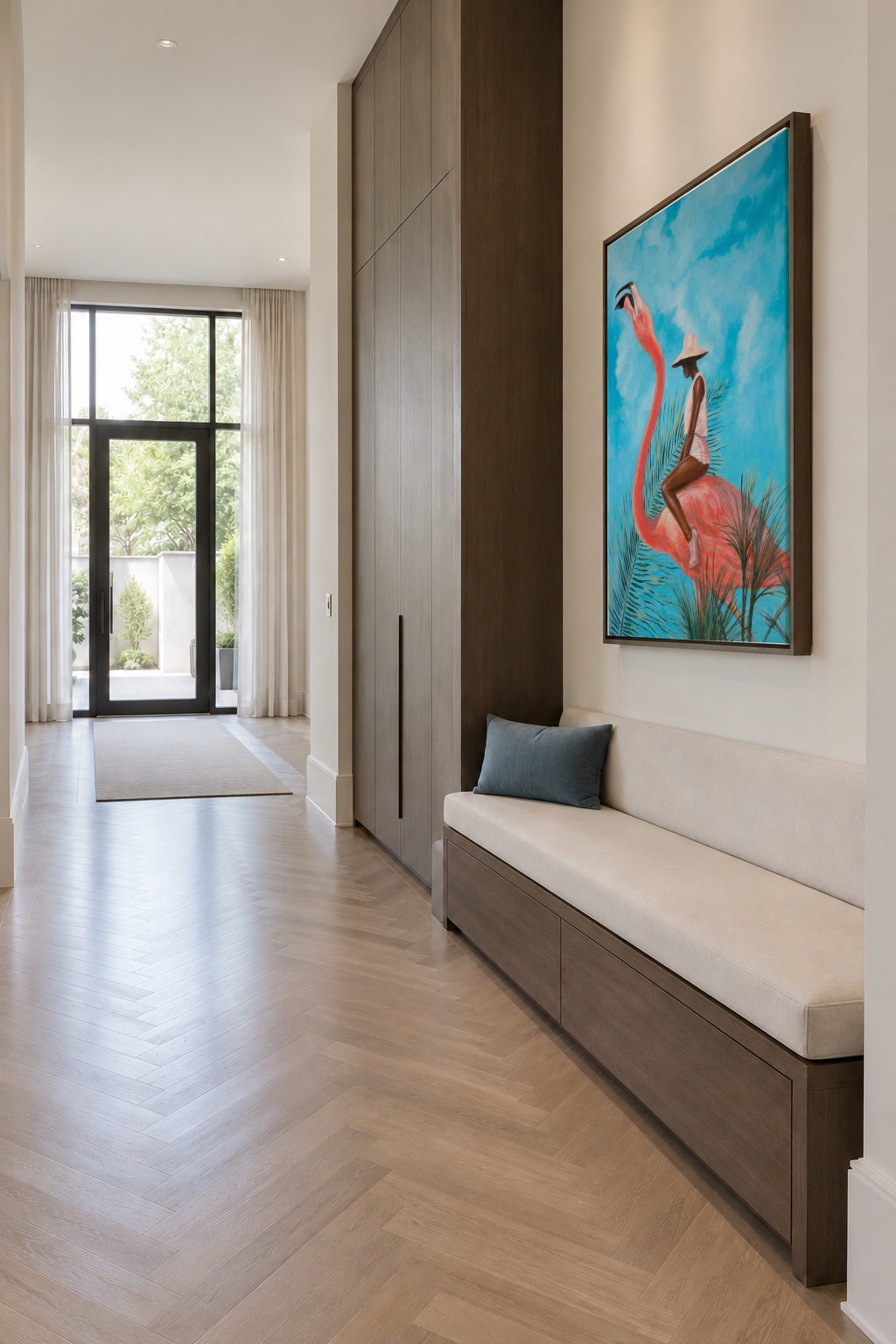 Marriage at the plastic garden - Framed canvas in an interior