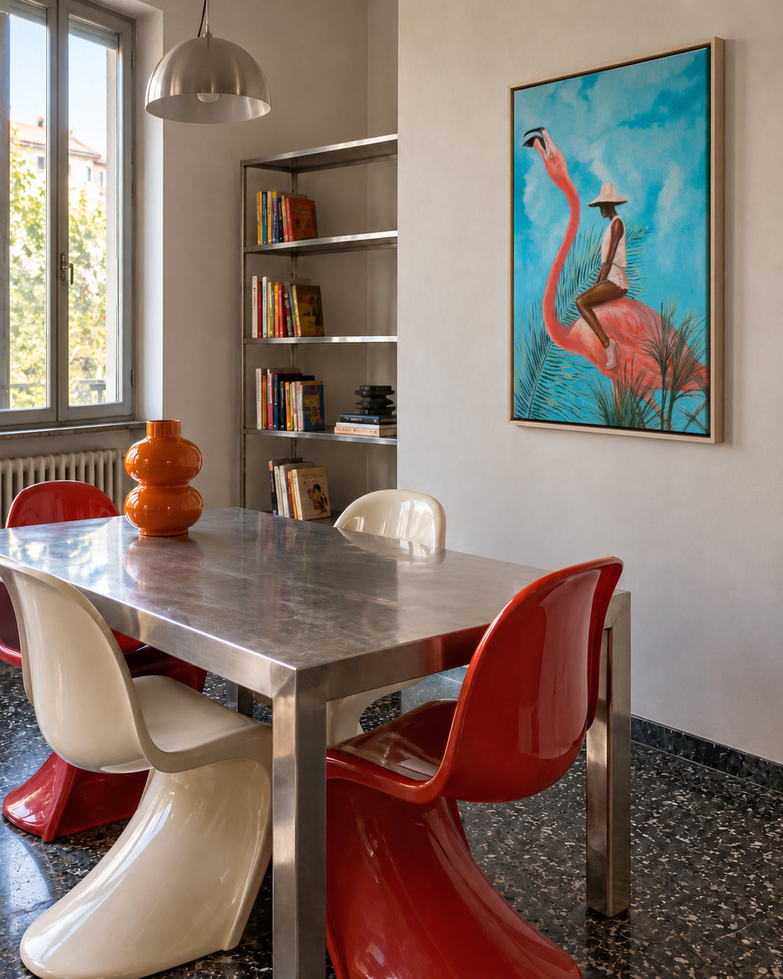 Marriage at the plastic garden - Framed canvas in an interior