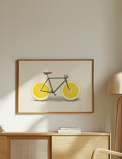 Keuken kunst fiets met citroenwielen