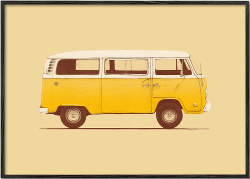 Retro illustratie gele bus