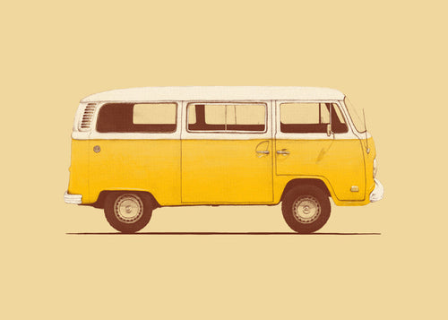 Retro illustratie gele bus