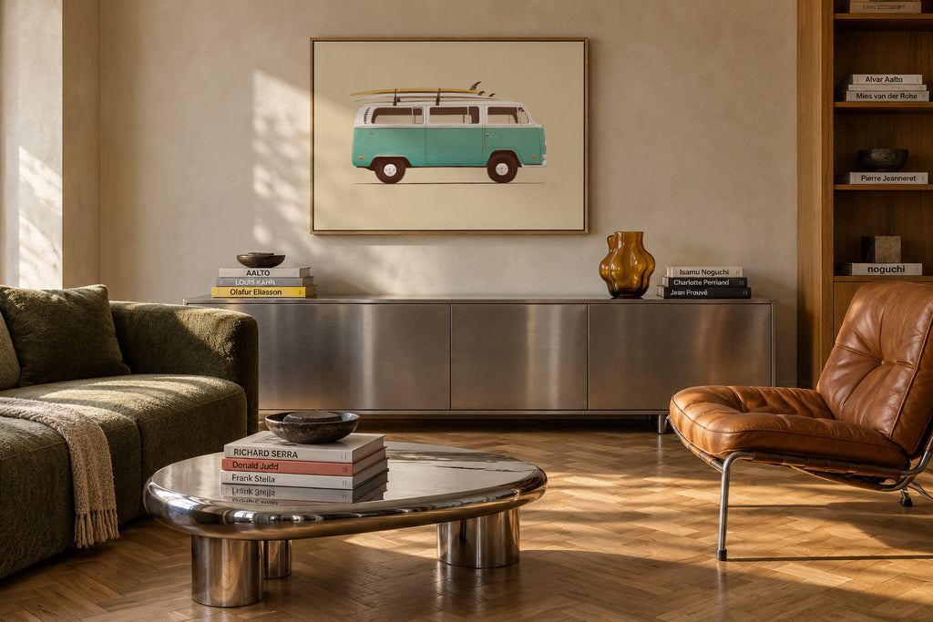 Blue Van - Framed canvas in an interior