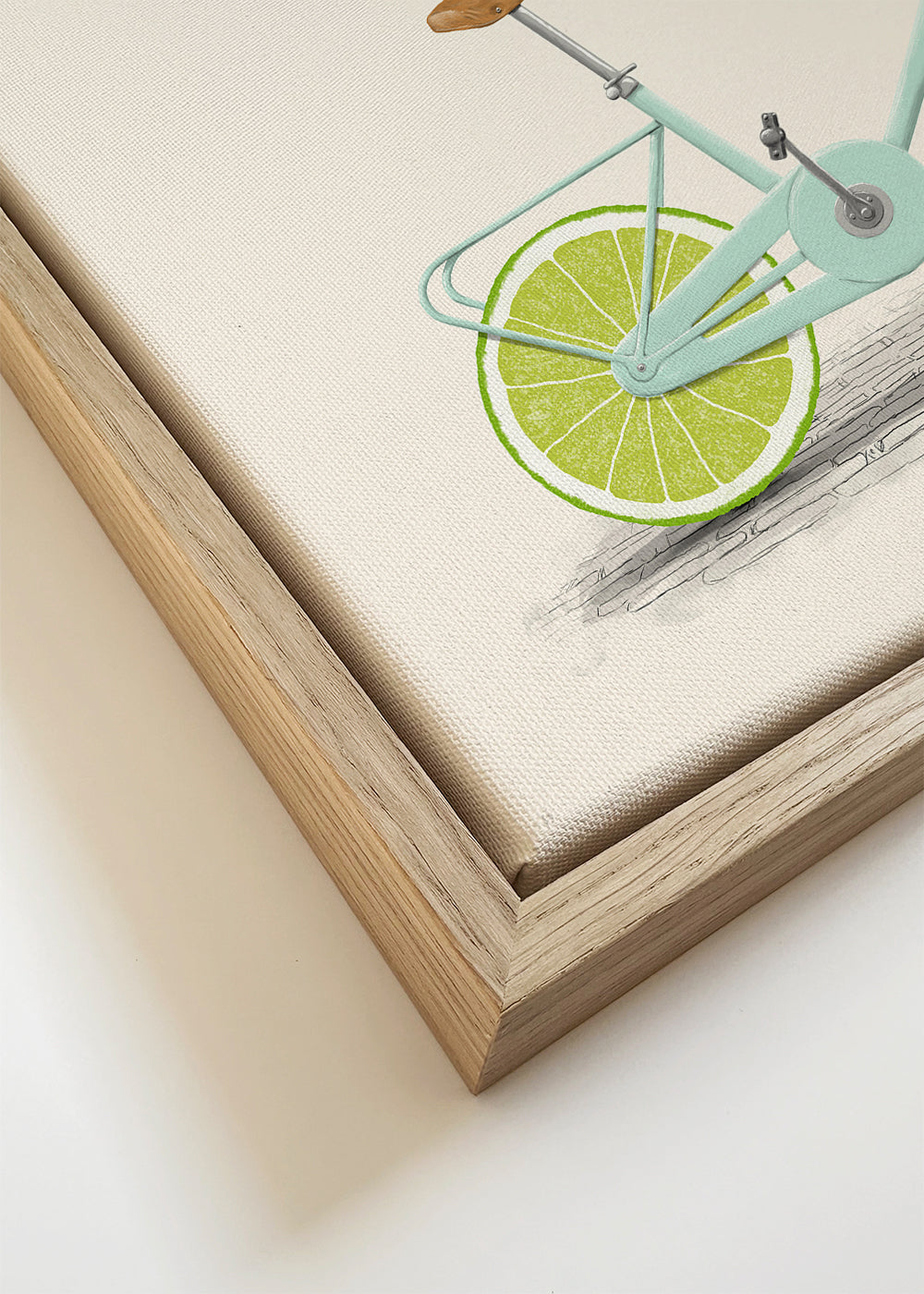 Illustratie fiets met limoen-wielen