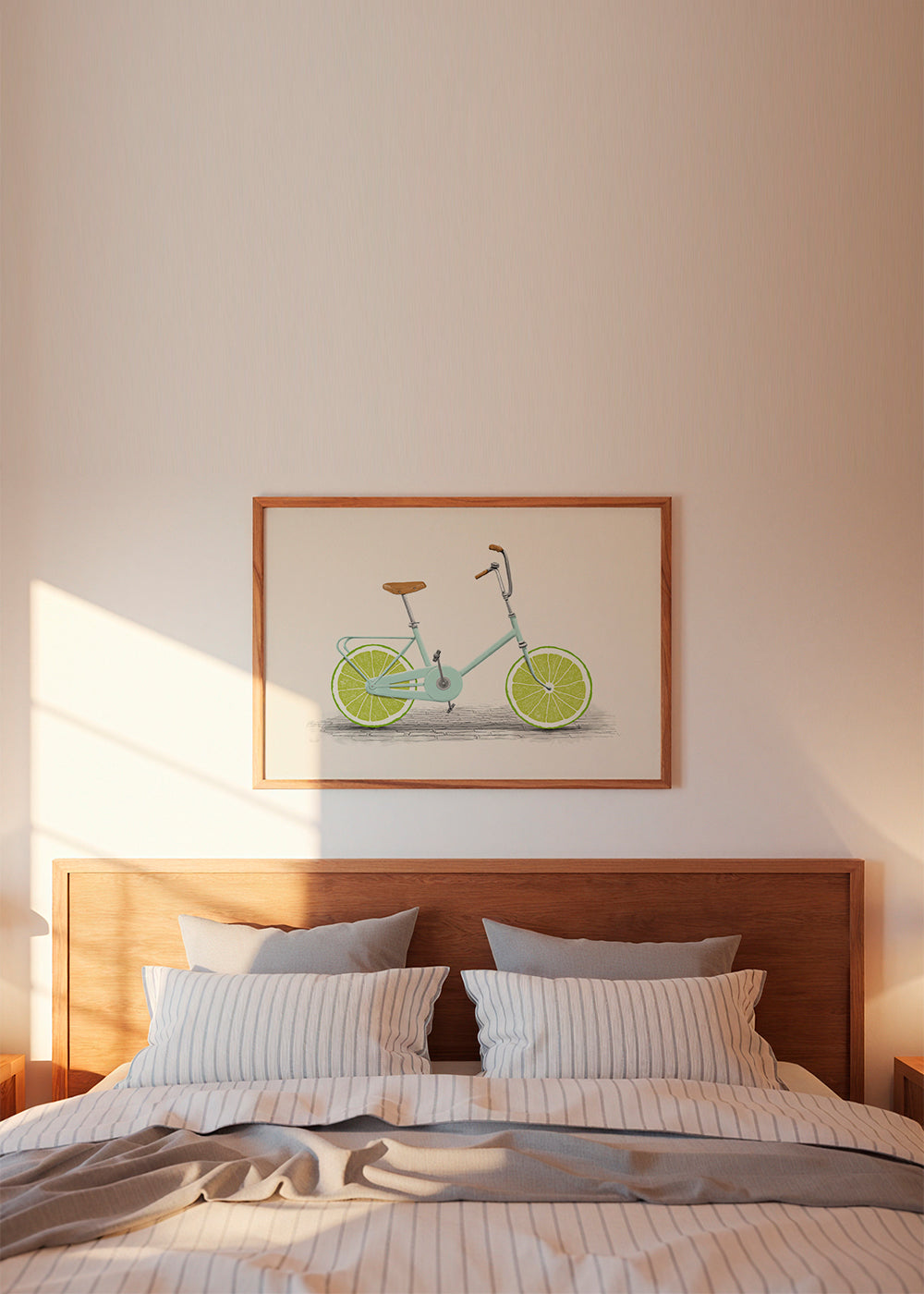 Illustratie fiets met limoen-wielen