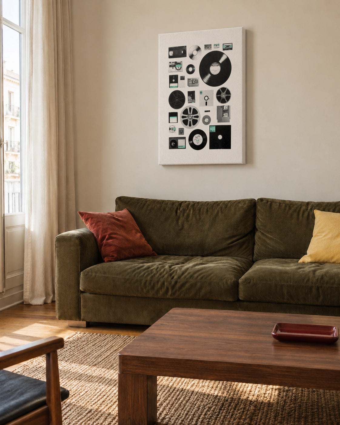 Data - Unframed canvas in an interior