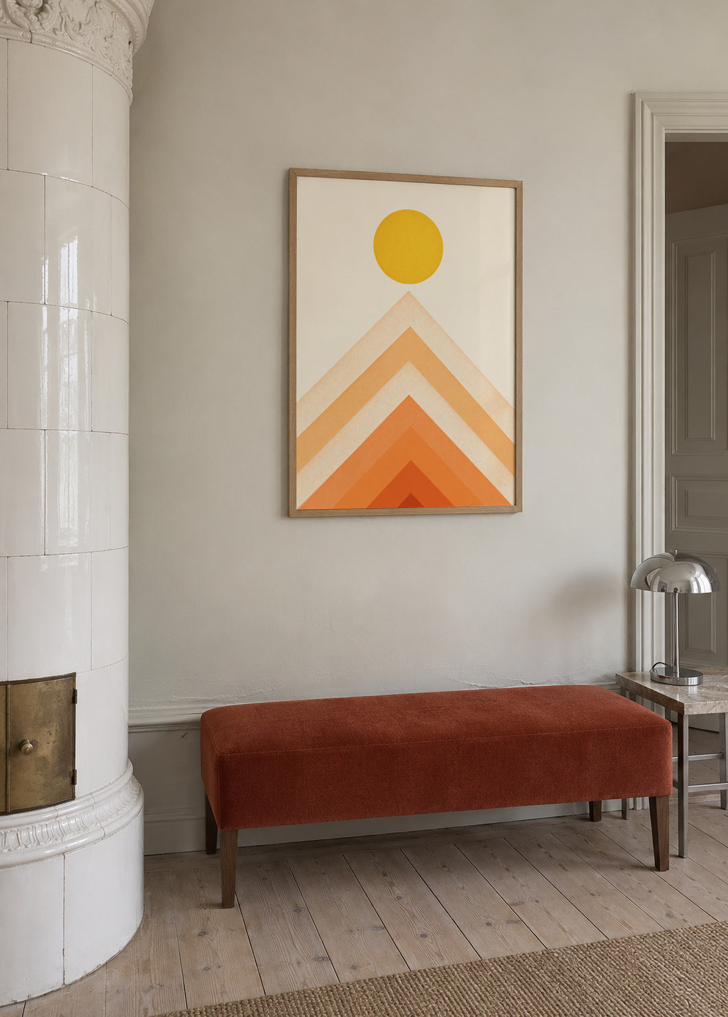 Mountainscape 4 - Framed poster in an interior
