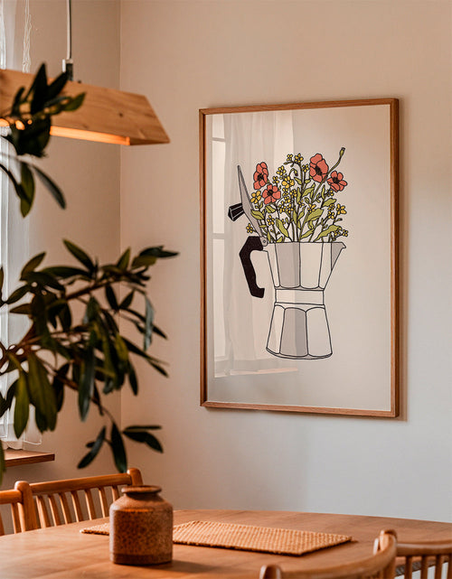 Keuken kunst moka met bloemen