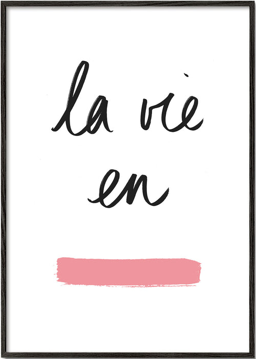 Illustratie La vie en met roze penseelstreek