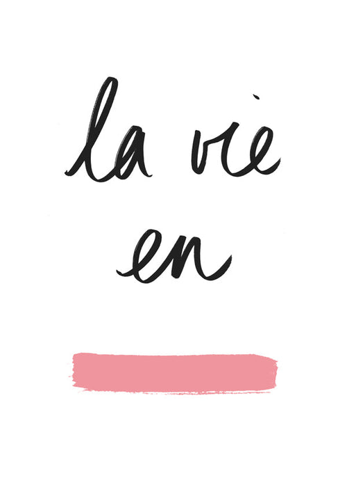 Illustratie La vie en met roze penseelstreek
