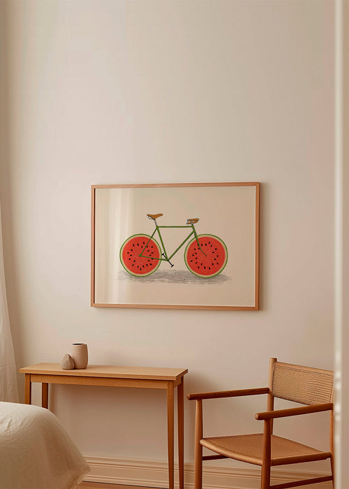 Keuken kunst: fiets met watermeloenwielen
