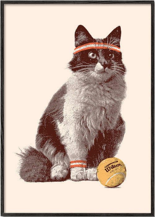 Kat met tennisbal kunst