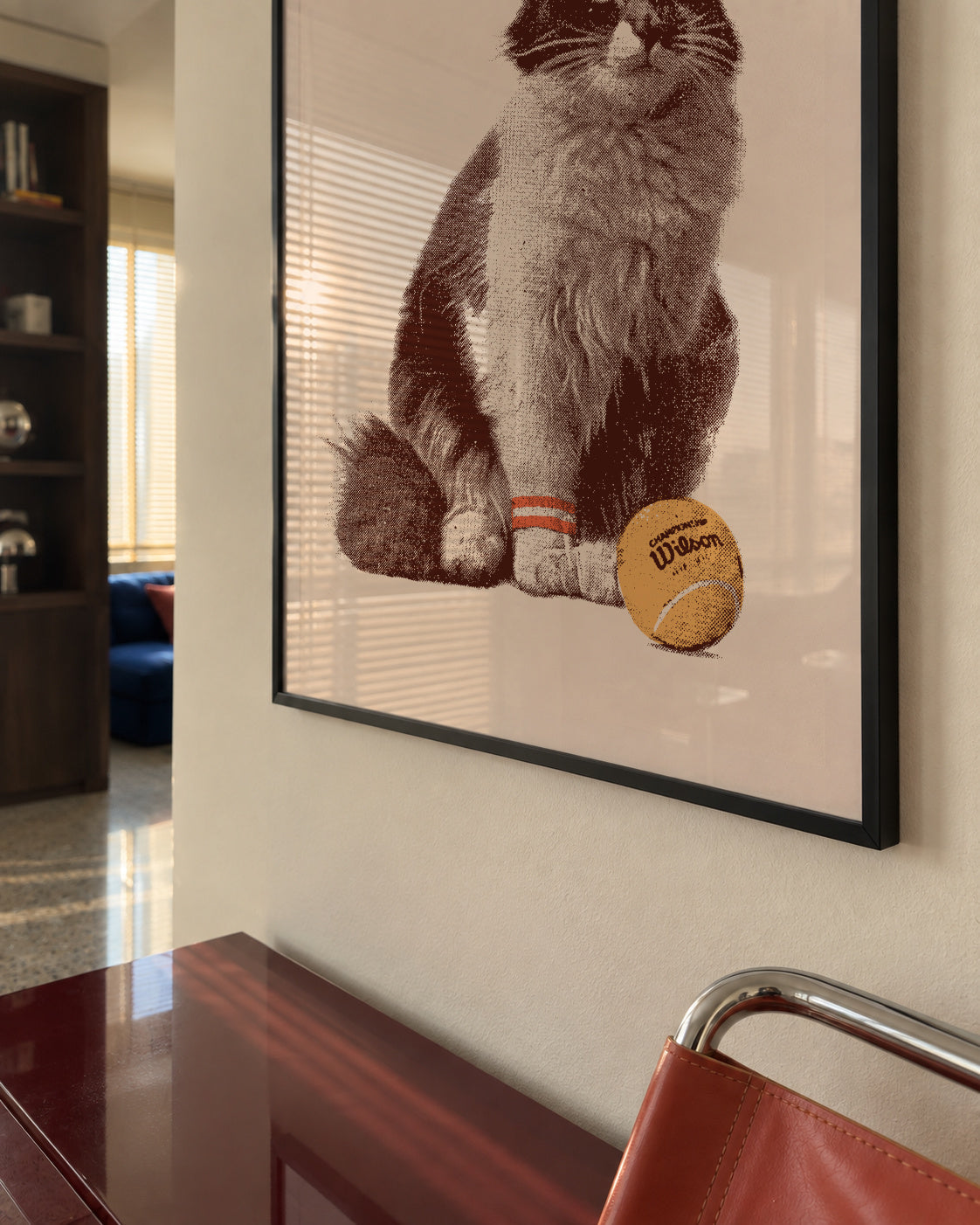 Cat Tennis - Framed poster in an interior