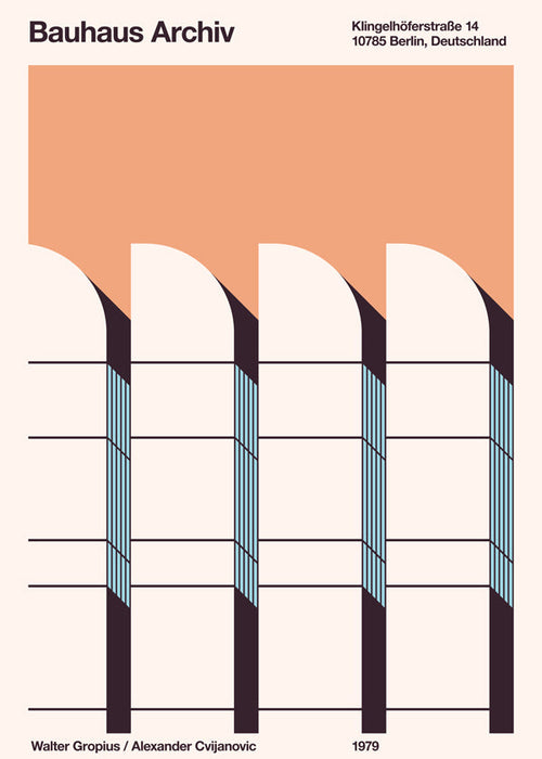 Geometrische poster Bauhaus Archiv gevel