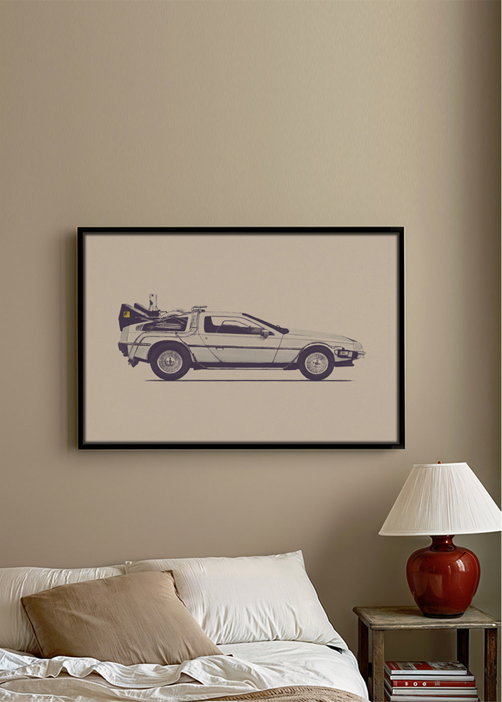 Vintage poster DeLorean zijaanzicht