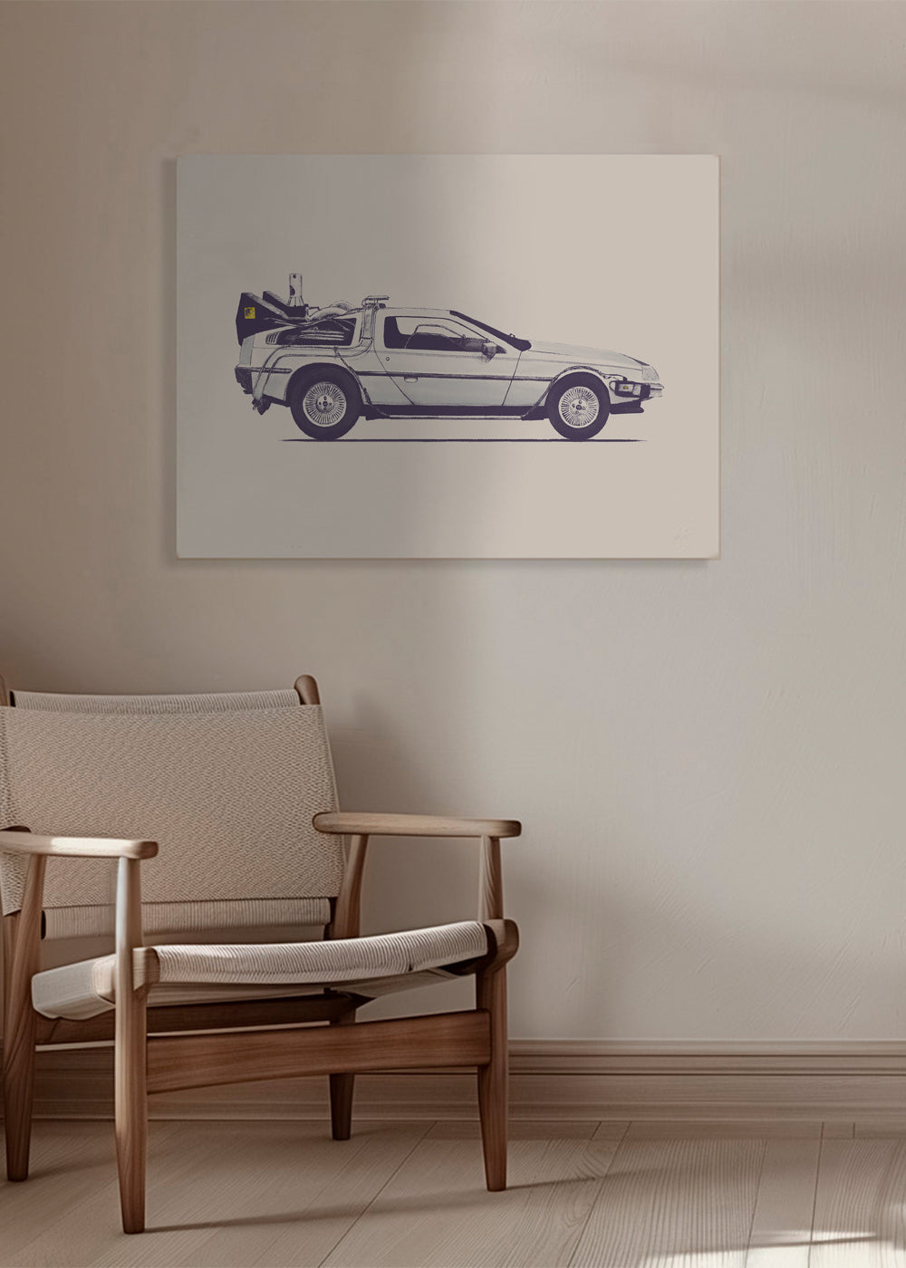 Vintage poster DeLorean zijaanzicht