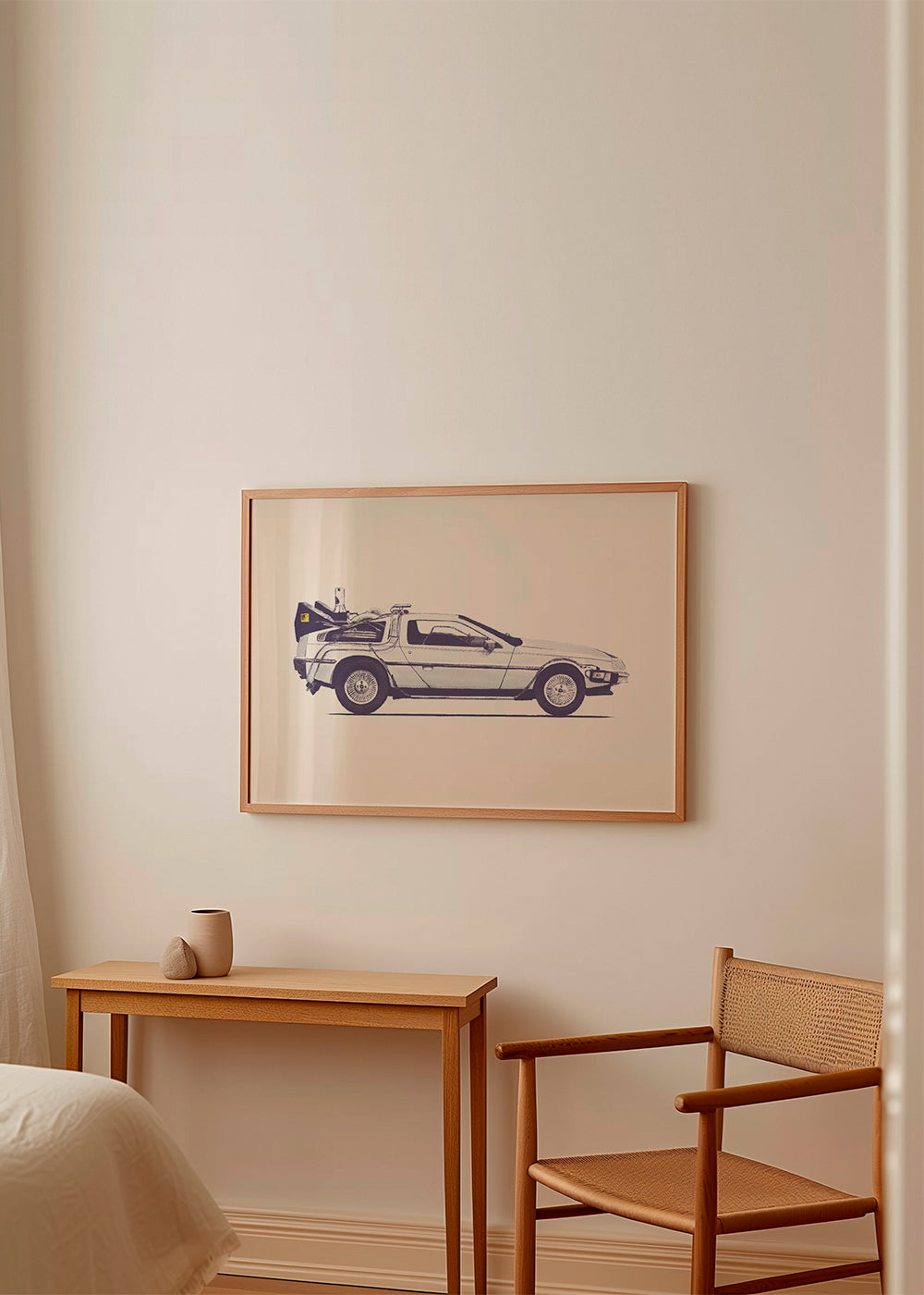 Vintage poster DeLorean zijaanzicht
