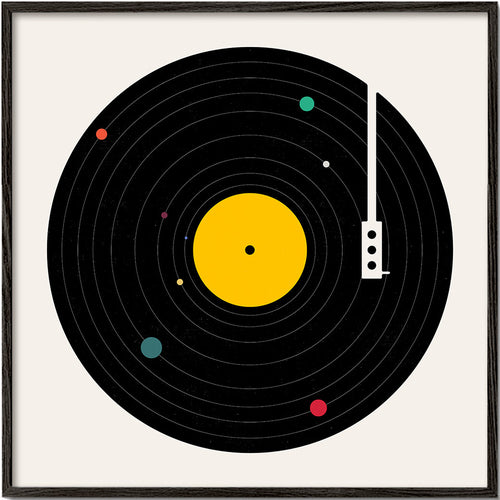 Vintage print met vinyl-illustratie