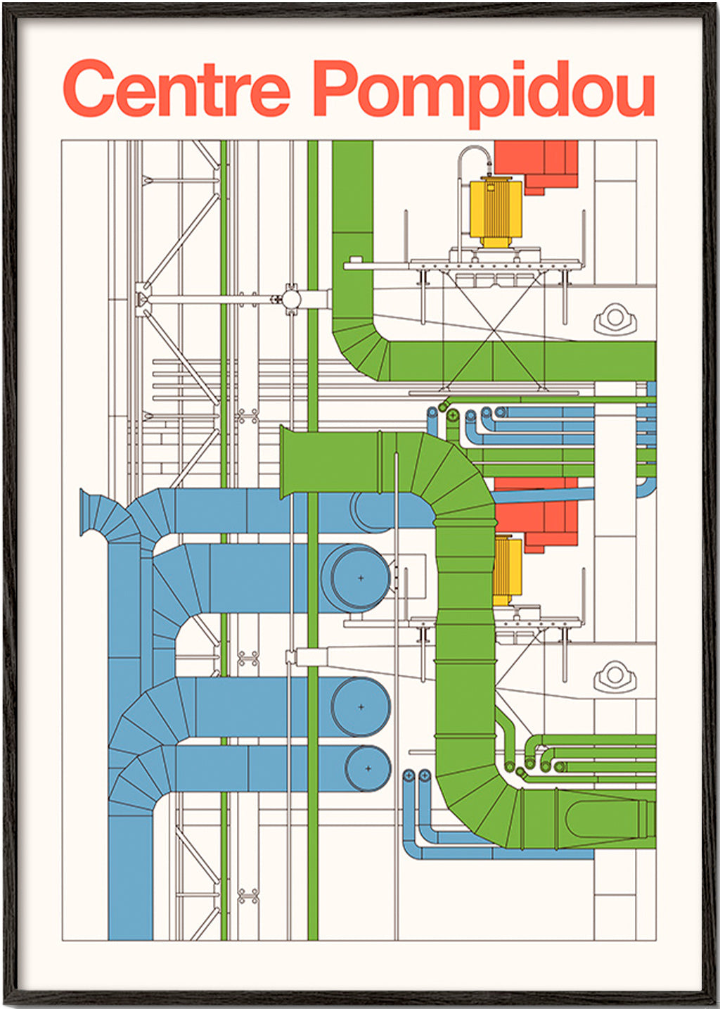 Stadskunst Centre Pompidou, architectonisch diagram
