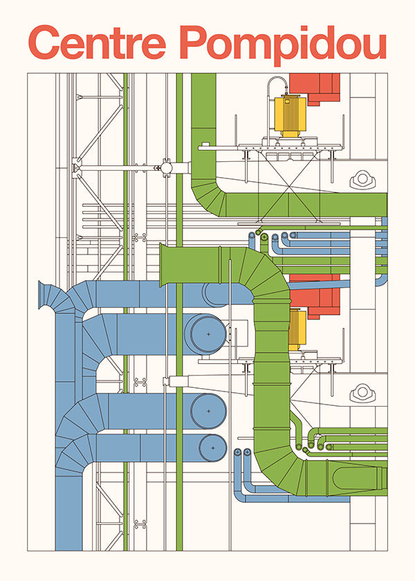 Stadskunst Centre Pompidou, architectonisch diagram